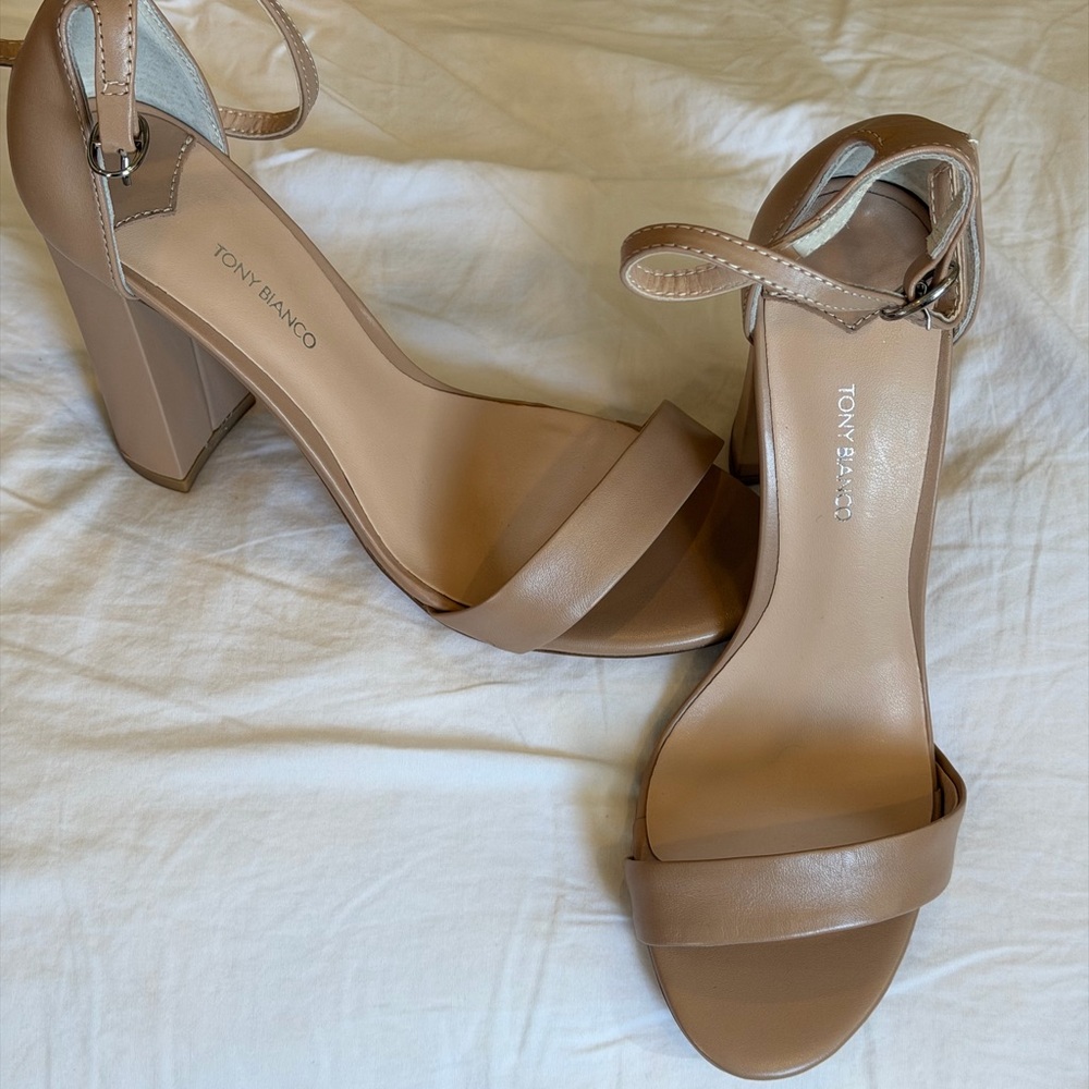 Tony Bianco Beige Block Heel Sandals